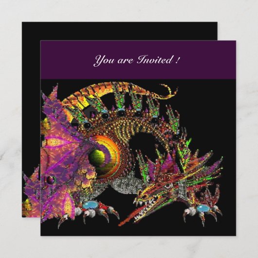 Invitation DRAGO violet pourpre noir (Devant / Derrière)