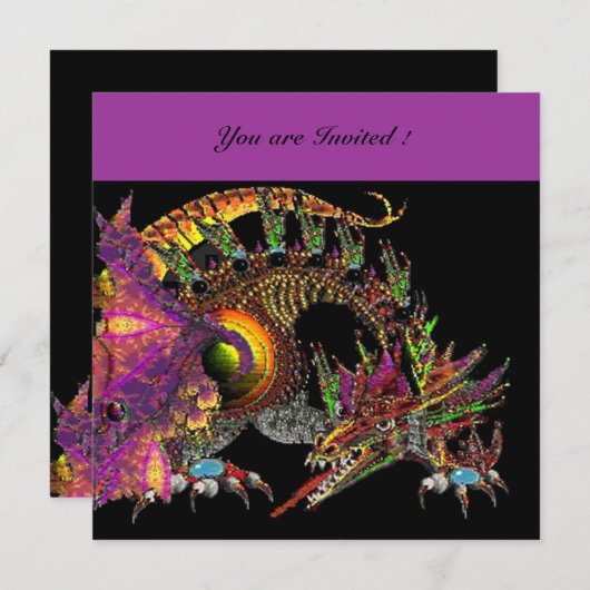 Invitation DRAGO violet pourpre noir (Devant / Derrière)