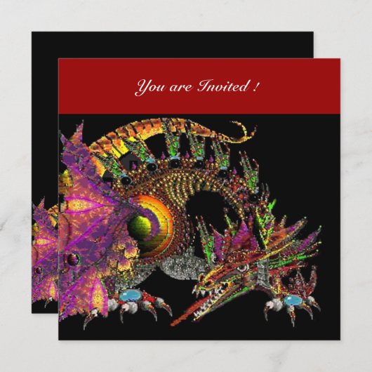 Invitation DRAGO violet violet rouge noir (Devant / Derrière)