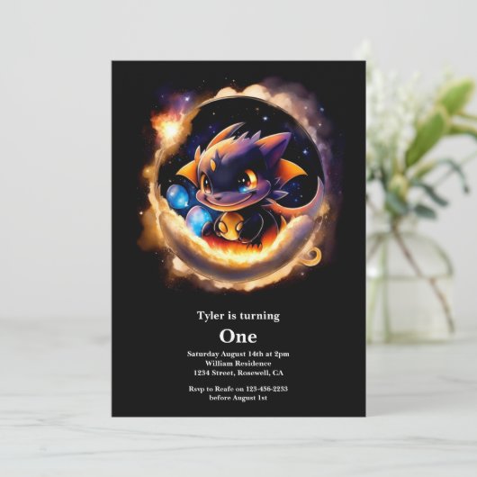 Invitation Dragon 1er anniversaire (Debout devant)