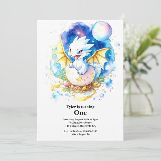 Invitation Dragon 1er anniversaire (Debout devant)