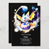 Invitation Dragon 1er anniversaire (Devant / Derrière)