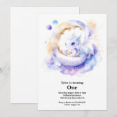 Invitation Dragon 1er anniversaire (Devant / Derrière)