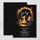 Invitation Dragon 1er anniversaire (Devant / Derrière)