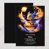 Invitation Dragon 1er anniversaire (Devant / Derrière)