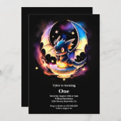 Invitation Dragon 1er anniversaire (Devant / Derrière)