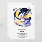 Invitation Dragon 1er anniversaire (Devant / Derrière)