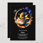 Invitation Dragon 1er anniversaire (Devant / Derrière)