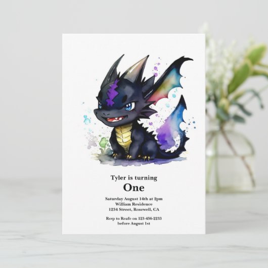 Invitation Dragon 1er anniversaire (Debout devant)