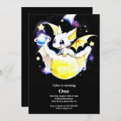 Invitation Dragon 1er anniversaire (Devant / Derrière)