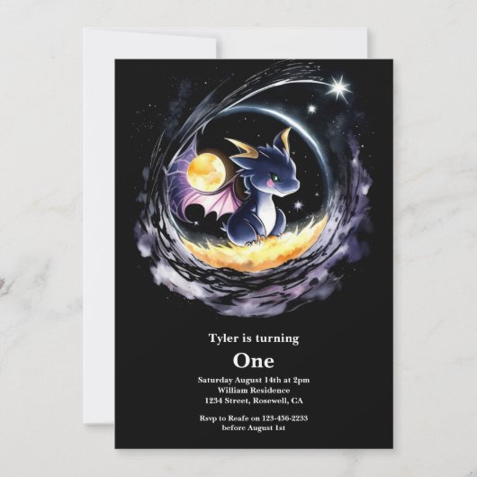 Invitation Dragon 1er anniversaire (Devant)