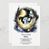 Invitation Dragon 1er anniversaire (Devant / Derrière)