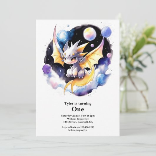Invitation Dragon 1er anniversaire (Debout devant)