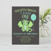 Invitation Dragon 1er Anniversaire avec photo en o (Debout devant)