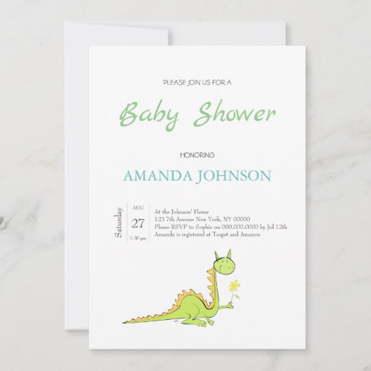 Invitation Dragon à la fleur (Devant)