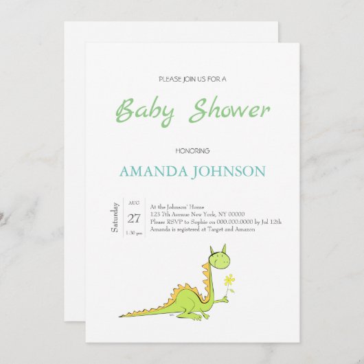 Invitation Dragon à la fleur (Devant / Derrière)