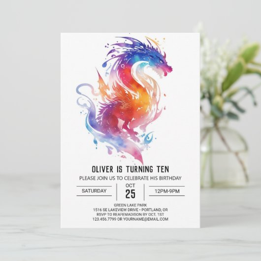 Invitation Dragon Adventure Enchanted Birthday (Debout devant)