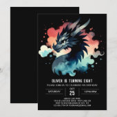 Invitation Dragon ailé Anniversaire numérique (Devant / Derrière)