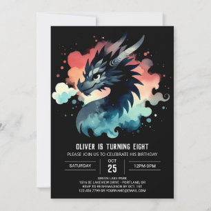 Invitation Dragon ailé Anniversaire numérique