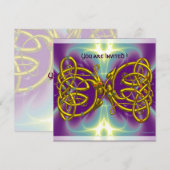 Invitation DRAGON AMOUR Or Knots Celtiques Fantastique (Devant / Derrière)