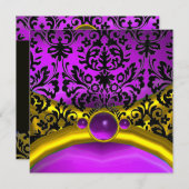 INVITATION DRAGON AMOUR OR POURPRE NOIR DAMASSÉ MONOGRAMME (Devant / Derrière)