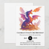 Invitation Dragon Anniversaire Coucher de Soleil Ardant (Devant / Derrière)
