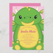 Invitation Dragon Anniversaire Pink (Devant / Derrière)