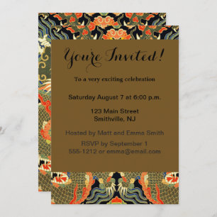 Invitation Dragon asiatique chinois Art coloré