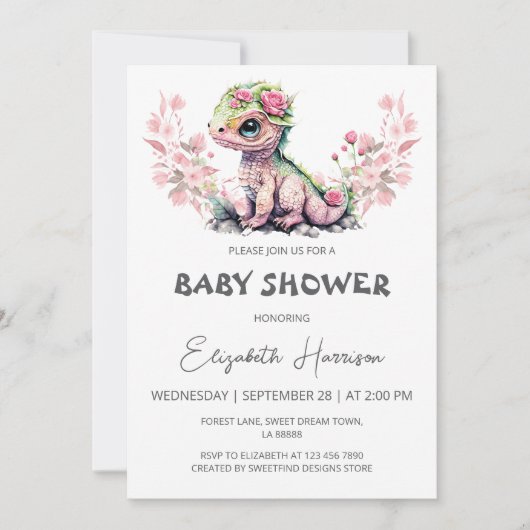 Invitation Dragon Baby Girl Douche (Devant)