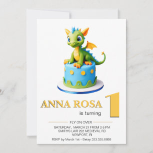 Invitation *~* Dragon Baby Photo age 1 AP88 Anniversaire