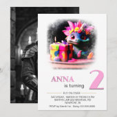 Invitation *~* Dragon Baby Photo age 2 AP88 Anniversaire (Devant / Derrière)