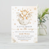 Invitation Dragon Baby shower Cute Boho Aquarelle (Debout devant)