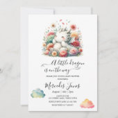 Invitation Dragon Bébé Dormir Avec Arc En Ciel Fleurs Art (Devant)