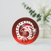 INVITATION DRAGON BLANC SERPENT ROUGE RUBIS GEMME PIERRE MONO (Debout devant)