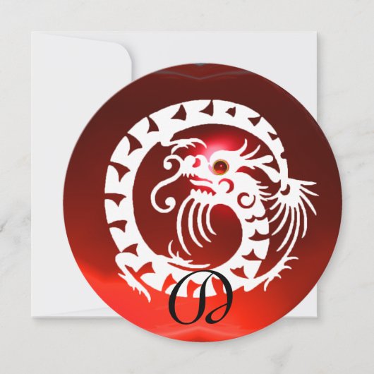 INVITATION DRAGON BLANC SERPENT ROUGE RUBIS GEMME PIERRE MONO (Devant)