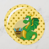 Invitation Dragon cartoon birthday print invites (Devant / Derrière)