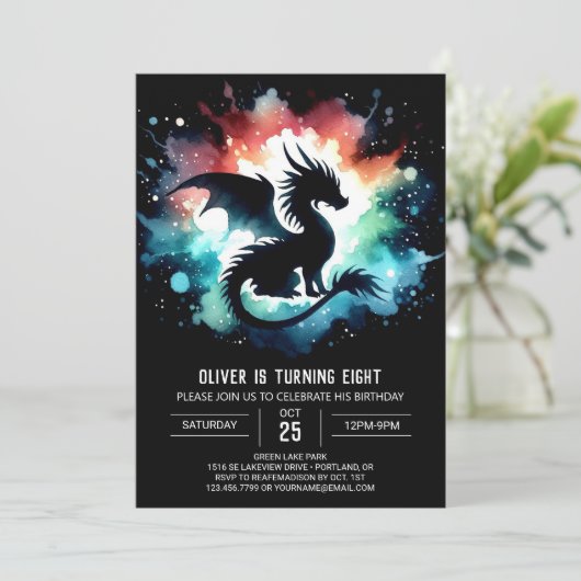 Invitation Dragon chaud Anniversaire numérique (Debout devant)