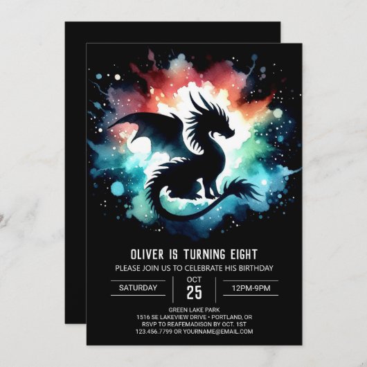 Invitation Dragon chaud Anniversaire numérique (Devant / Derrière)