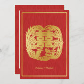 Invitation Dragon chinois à double bonheur / Mariage Phoenix (Devant / Derrière)