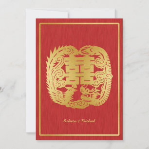 Invitation Dragon chinois à double bonheur / Mariage Phoenix