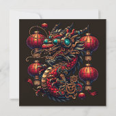 Invitation Dragon chinois de Nouvel An Steampunk (Dos)