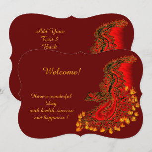 Invitation Dragon chinois en rouge et or, Ajoutez votre texte