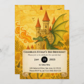 Invitation Dragon classique et Chevalier Fairytale Scène Anni (Devant / Derrière)