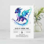 Invitation Dragon coloré peint Digital Boy Anniversaire (Debout devant)