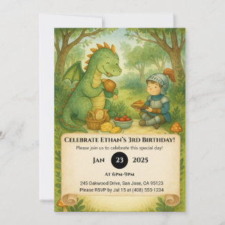 Invitation Dragon convivial et Pique-nique Petit Chevalier An