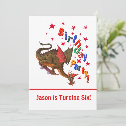 Invitation Dragon d'anniversaire (Debout devant)