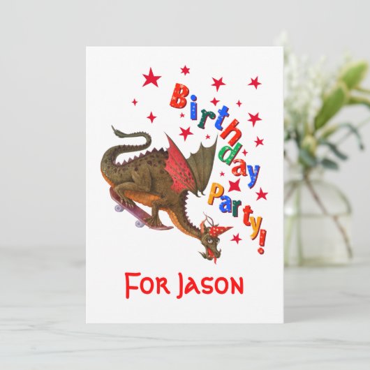 Invitation Dragon d'anniversaire (Debout devant)