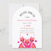 Invitation Dragon d'anniversaire rose thème (Devant)