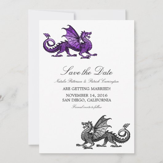 Invitation Dragon d'argent violet Enregistrer l'Invitation de (Devant)