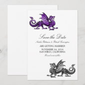 Invitation Dragon d'argent violet Enregistrer l'Invitation de (Devant / Derrière)